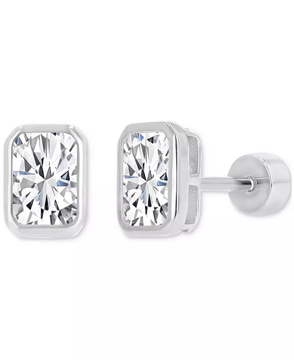 

Серьги-Гвоздики прямоугольной формы с кубическим цирконием (2-1/4 карата) из стерлингового серебра с позолотой 14 карат Macy'S, silver