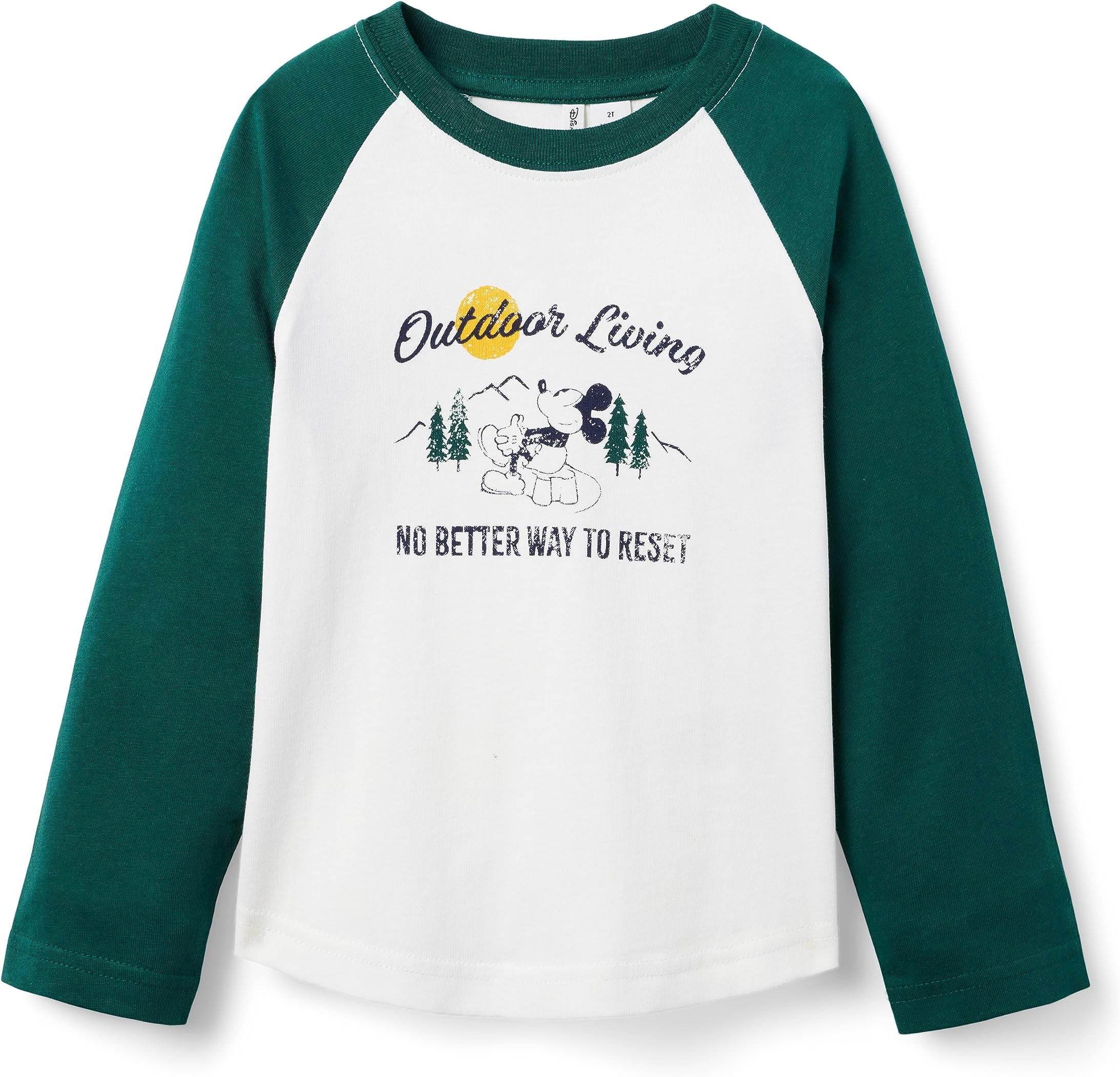 

Футболка Janie and Jack Mickey Mouse Raglan Graphic Tee, зеленый