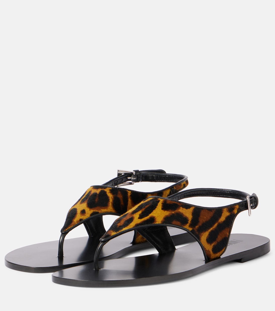 Сандалии Amalfi из телячьей шерсти с леопардовым принтом Paris Texas, Mustard Leopard — фото 4