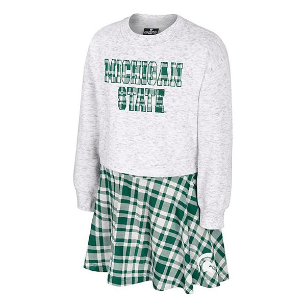 Детский комплект юбка и топ Michigan State Spartans Marceline в клетку, белый Colosseum — фото 3
