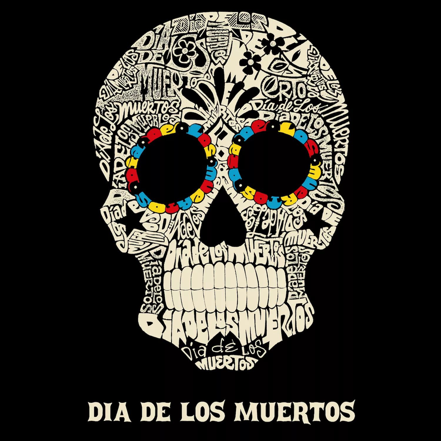 

Dia De Los Muertos — мужская бейсбольная футболка реглан с рисунком Word Art LA Pop Art