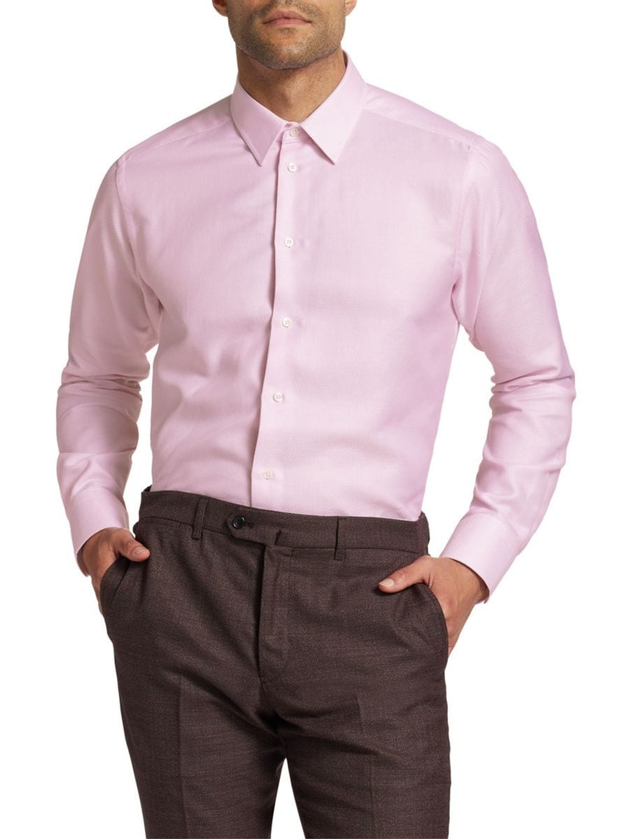 

​Тканая рубашка на пуговицах Emporio Armani, розовый