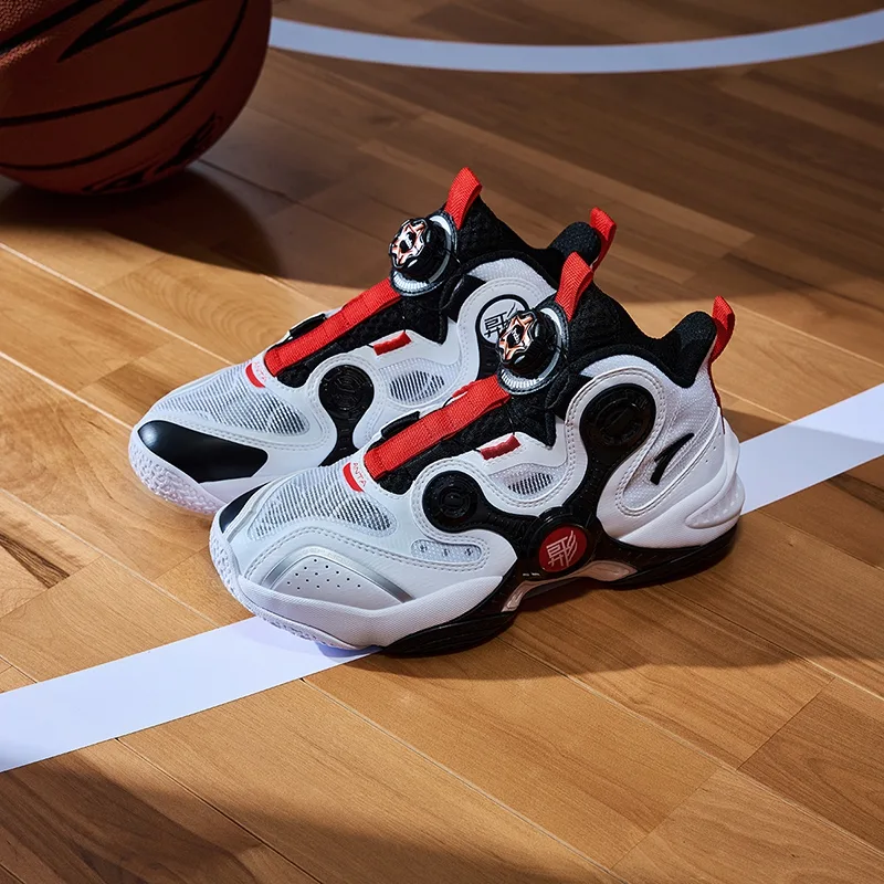 Antakids Детские баскетбольные кроссовки mid top Irregular Shape 4.0 белые черные — фото 4