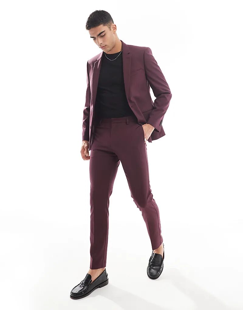 

Узкие брюки ASOS DESIGN бордового цвета