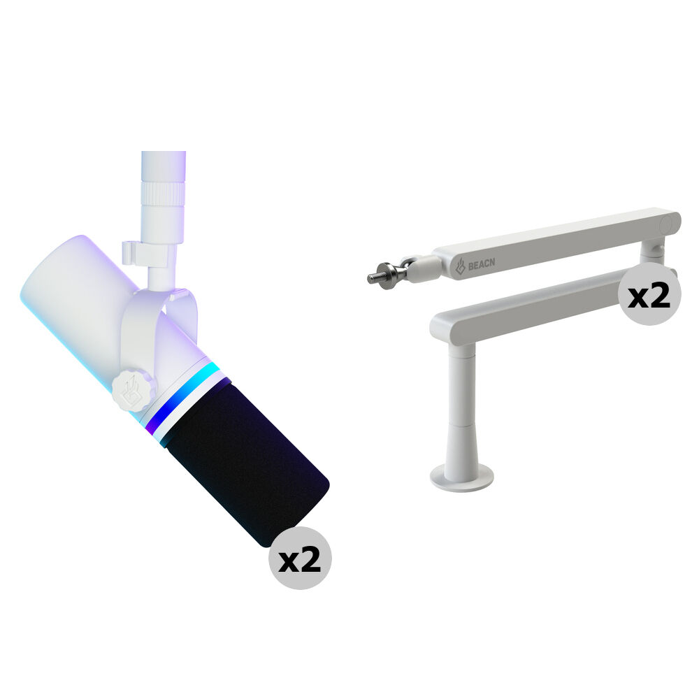 

Динамический USB-микрофон BEACN Mic для вещания, комплект для подкастинга на 2 человека со штангами (белый)
