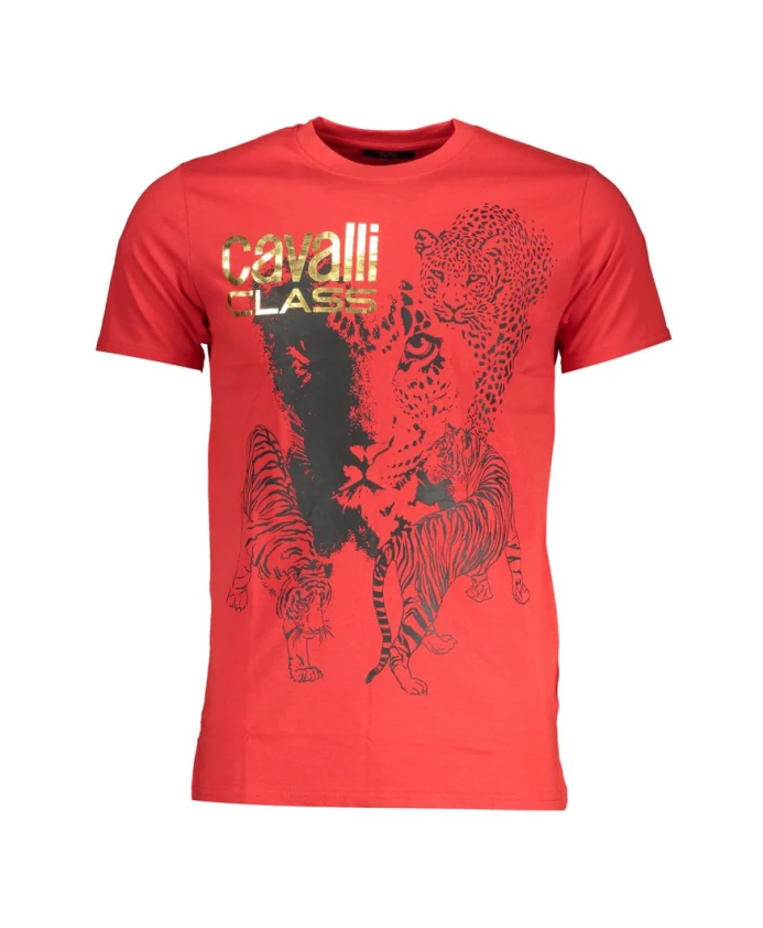 

Футболка с круглым вырезом и напечатанным логотипом Cavalli Class, красный