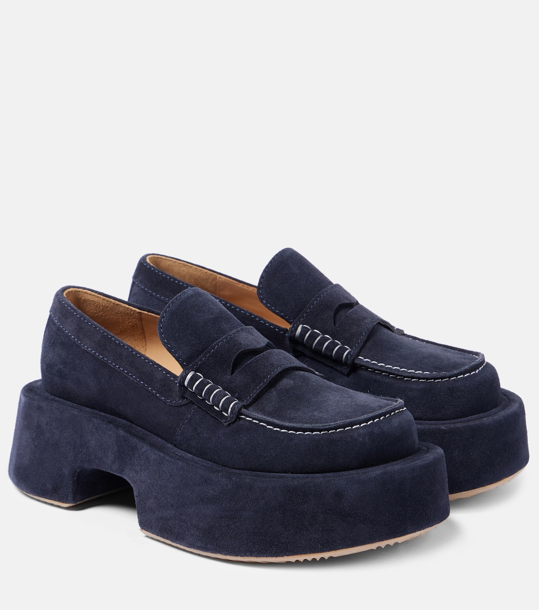 Замшевые пенни-лоферы на платформе JW Anderson, темно-синий
