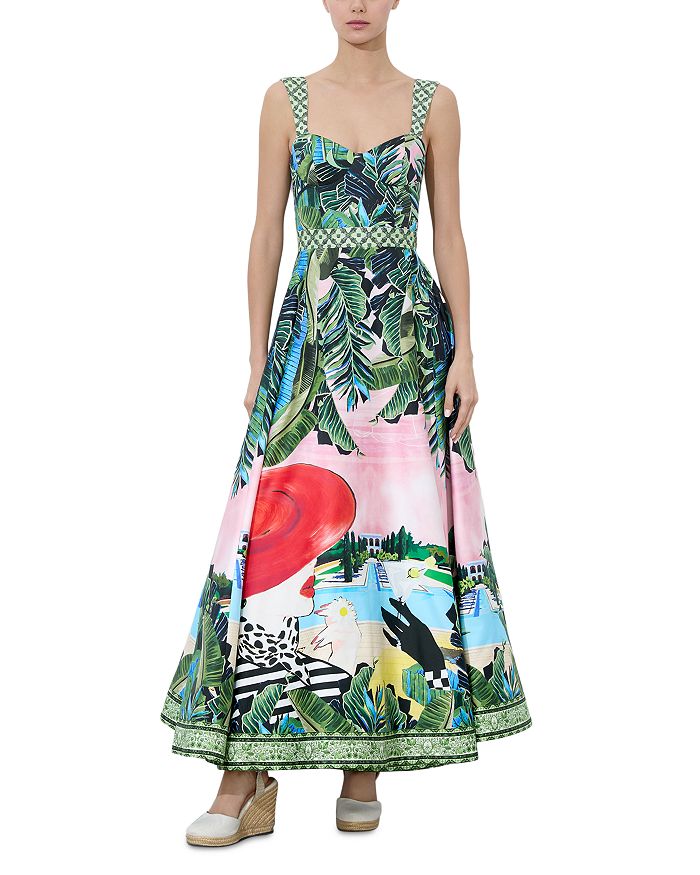 

Платье-бюстье Fia Structured Palm Beach Alice and Olivia, зеленый