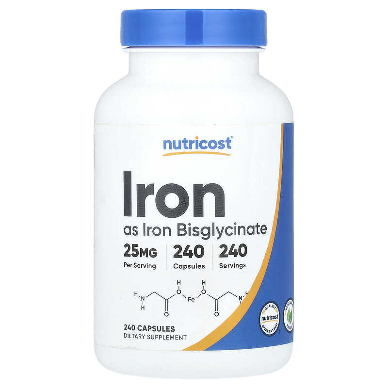 

Nutricost, Железо, 25 мг, 240 капсул