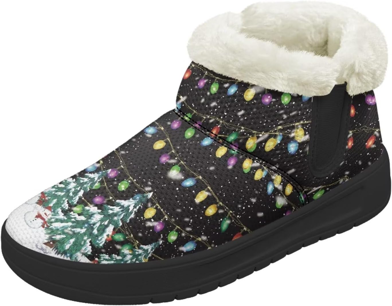 

Рождественские снежные ботинки Forchrinse для женщин и мужчин, зимние теплые ботильоны, удобные, с легким надеванием, походные ботинки, рождественская обувь, Christmas Tree Colorful Lights