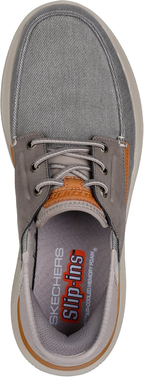 Мужские слипоны Skechers RF: Hasting - Niko с отделкой Moc Toe на шнуровке-банджи, Taupe — фото 4