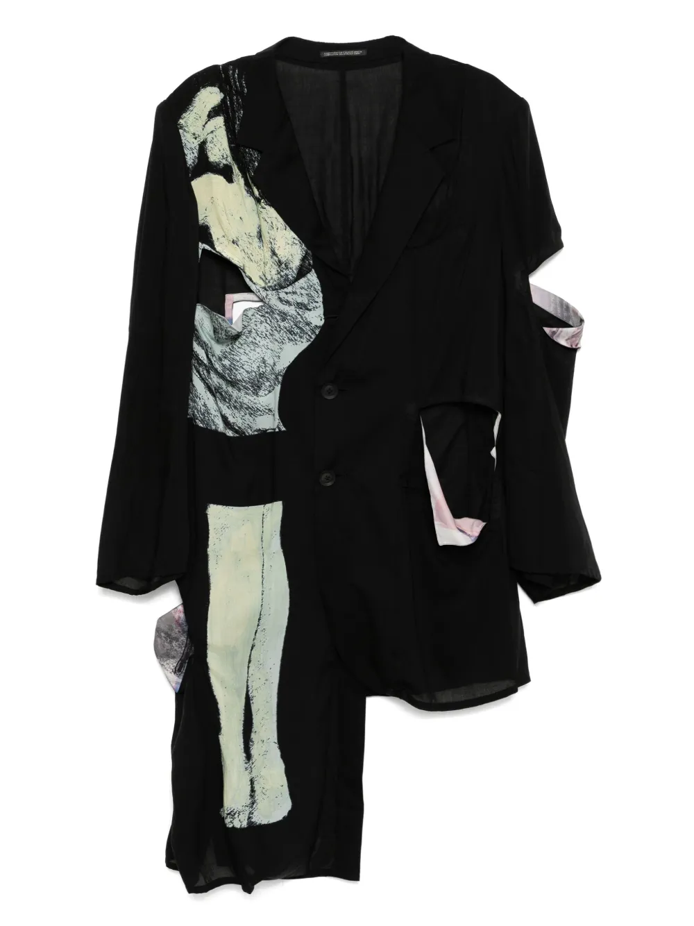 

Пиджак с графичным принтом Yohji Yamamoto, черный
