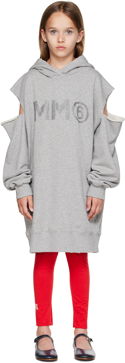 

MM6 Maison Margiela Kids Серый худи с вырезами