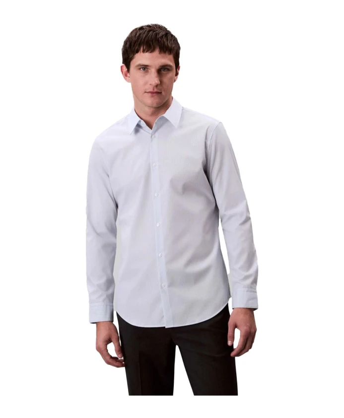 

Рубашка приталенного кроя с заостренным воротником. Calvin Klein, бежевый