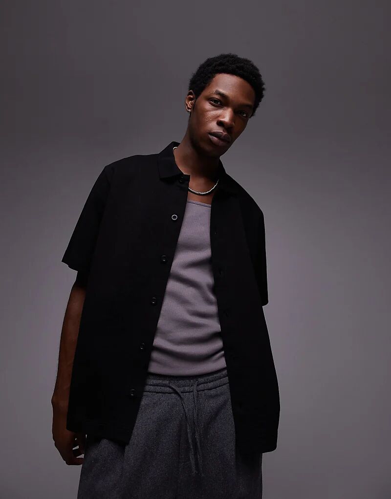 

Свободная рубашка Topman на пуговицах черного цвета