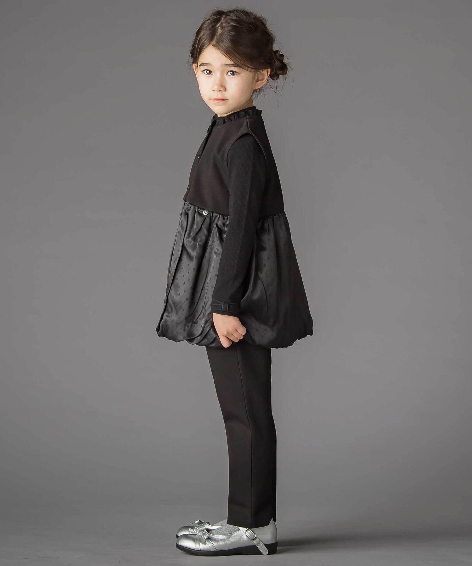 Жилет в горошек + брюки из ткани понте (95~150 см) BeBe Petits Pois Vert, Black — фото 3