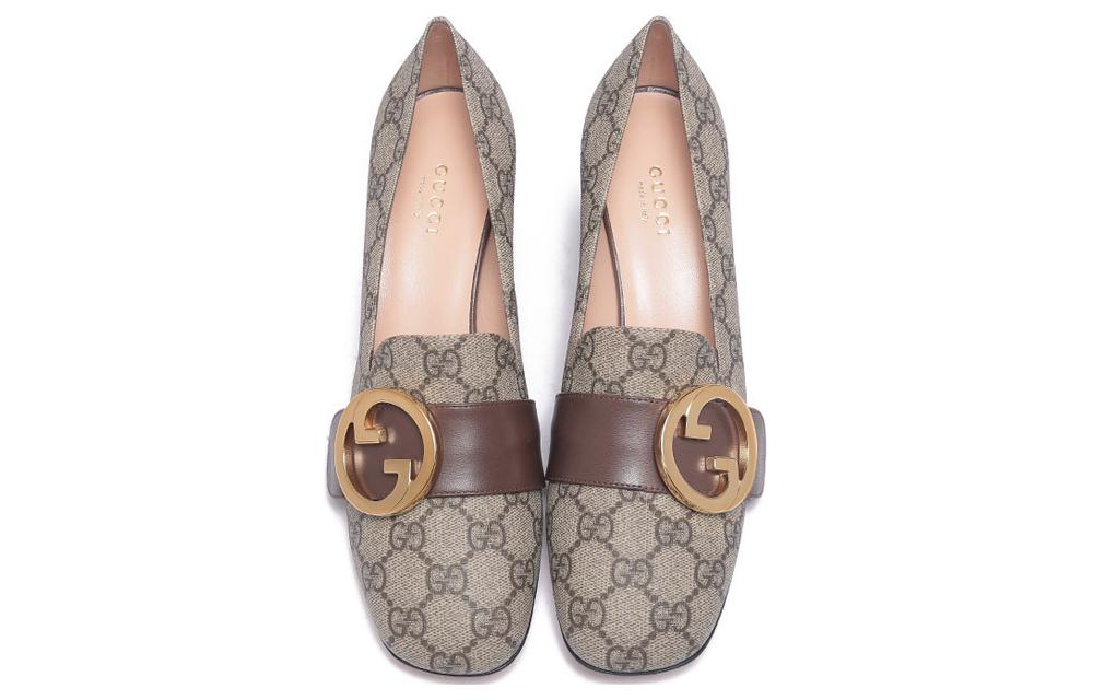 Кроссовки (WMNS) Gucci Blondie pump GG Supreme canvas 'Beige Ebony' 701711-9I650-9769 — фото 4