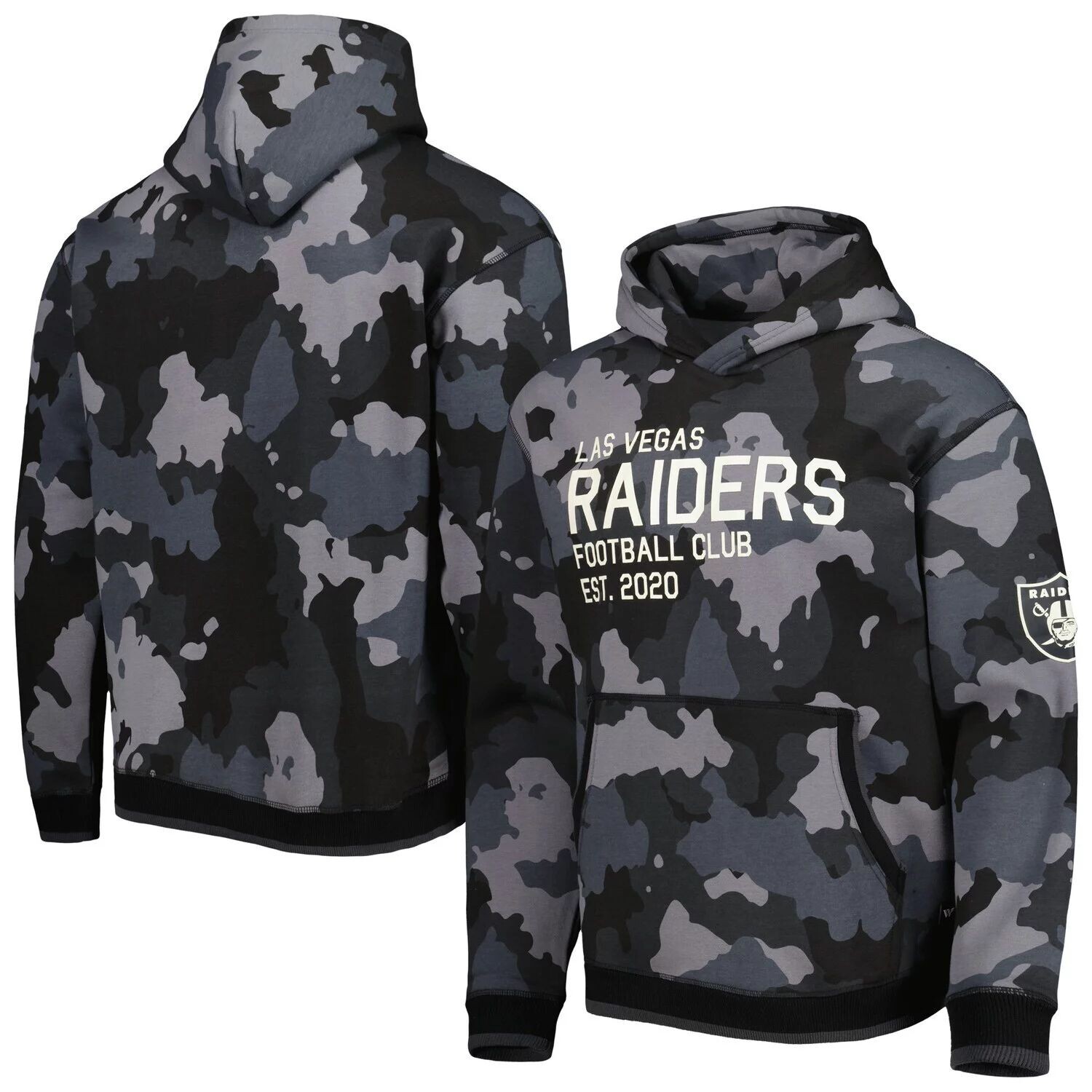 

Мужской черный пуловер с капюшоном и камуфляжным принтом The Wild Collective Las Vegas Raiders