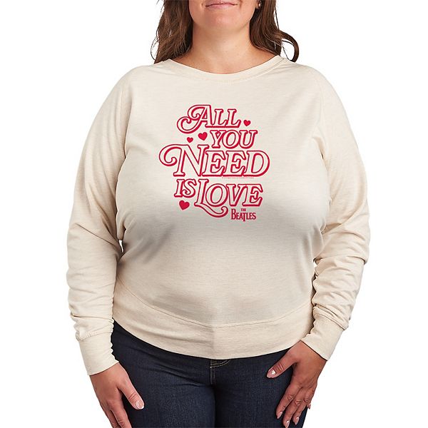 

Футболка с длинным рукавом All You Need Is Love The Beatles, French Terry, plus size Licensed Character, Beige