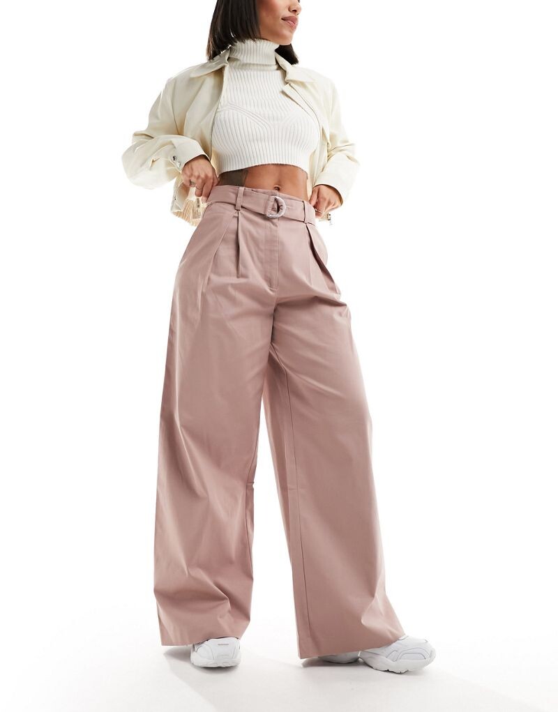 

Широкие норковые брюки с D-образным вырезом ASOS DESIGN