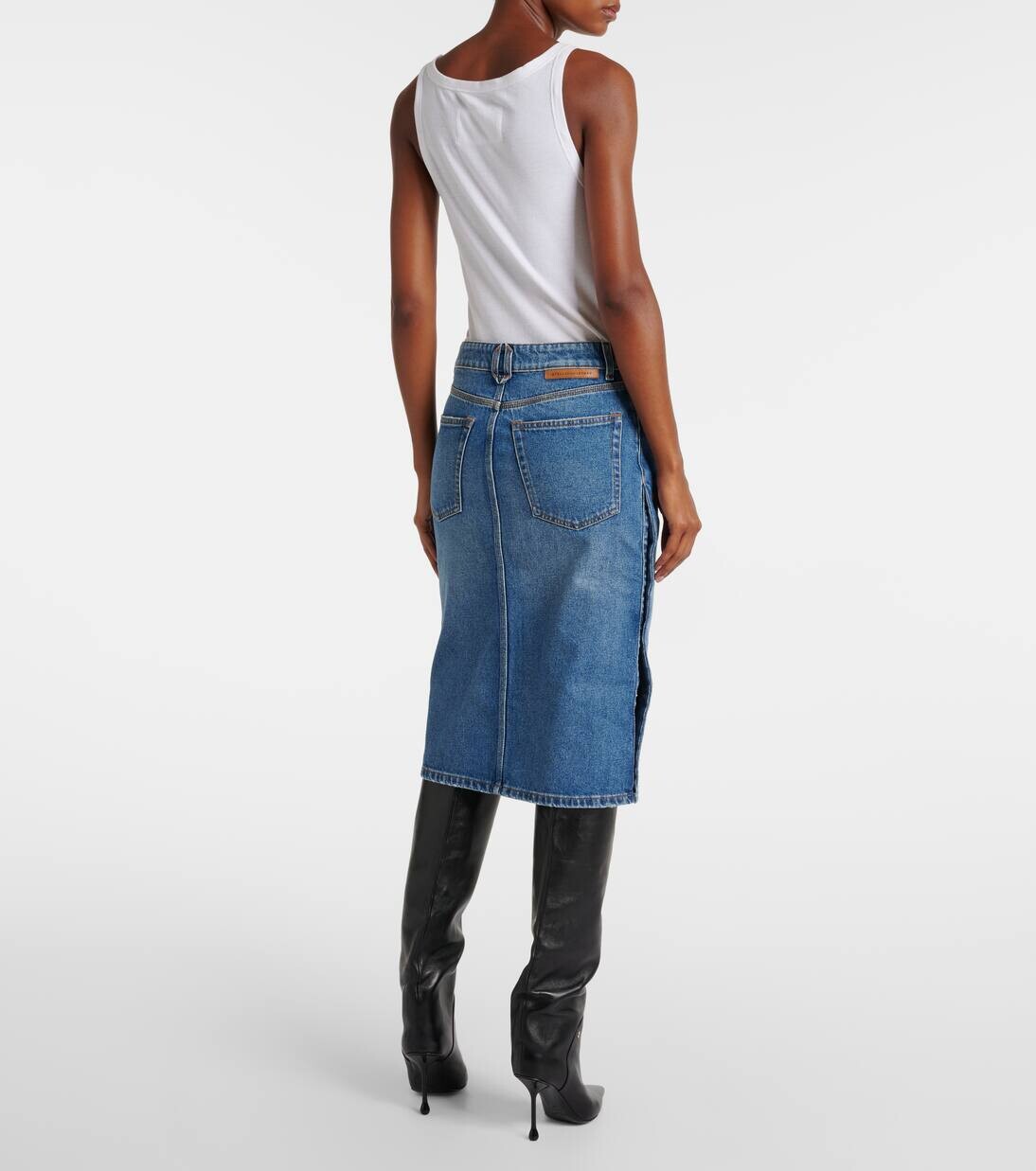 Юбка-карандаш из денима средней посадки Stella Mccartney, цвет vintage blue denim — фото 3