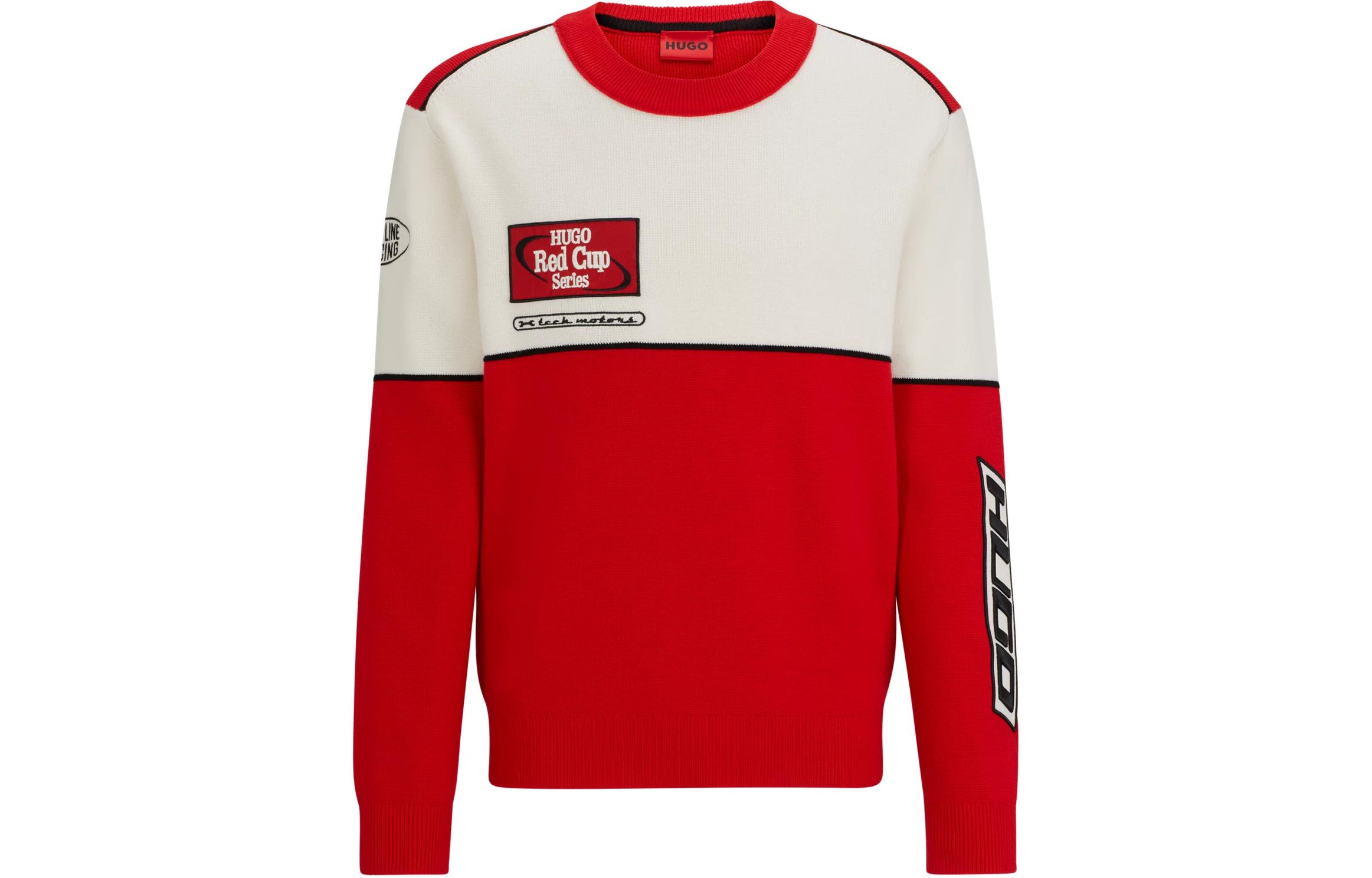

HUGO BOSS Свитер с цветными блоками и гоночными нашивками Men's Red