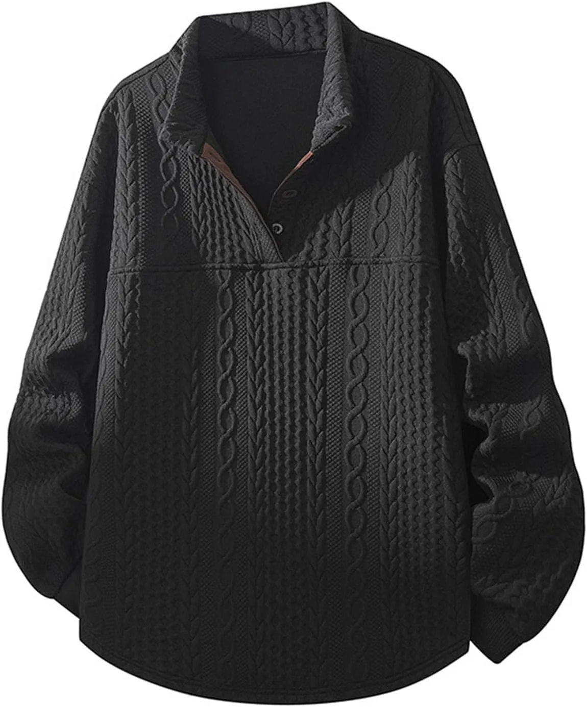 

Свитер Xiaojake мужской вязаный с кабельным узором, длинный рукав, отложной воротник, половинная застежка на пуговицах Xiaojmake