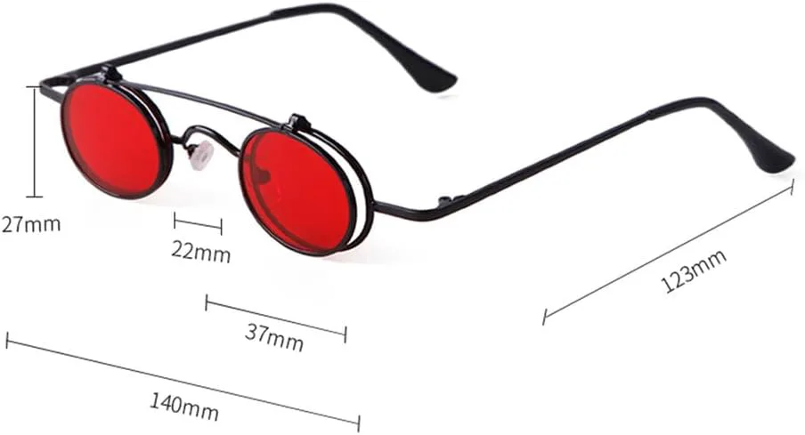 

Винтажные хип-хоп красные маленькие круглые солнцезащитные очки для женщин в стиле стимпанк, металлические овальные солнцезащитные очки UV400 KTUCN, C4 Gold Blue