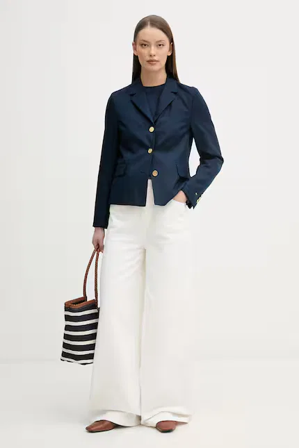 Пиджак женский из льняной ткани Tommy Hilfiger, синий — фото 2