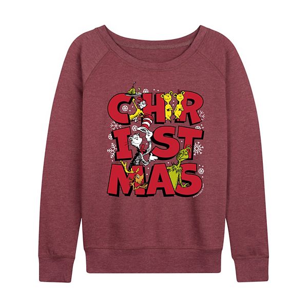 

Женская футболка с длинным рукавом и принтом из френч терри Dr. Seuss, Heather Maroon