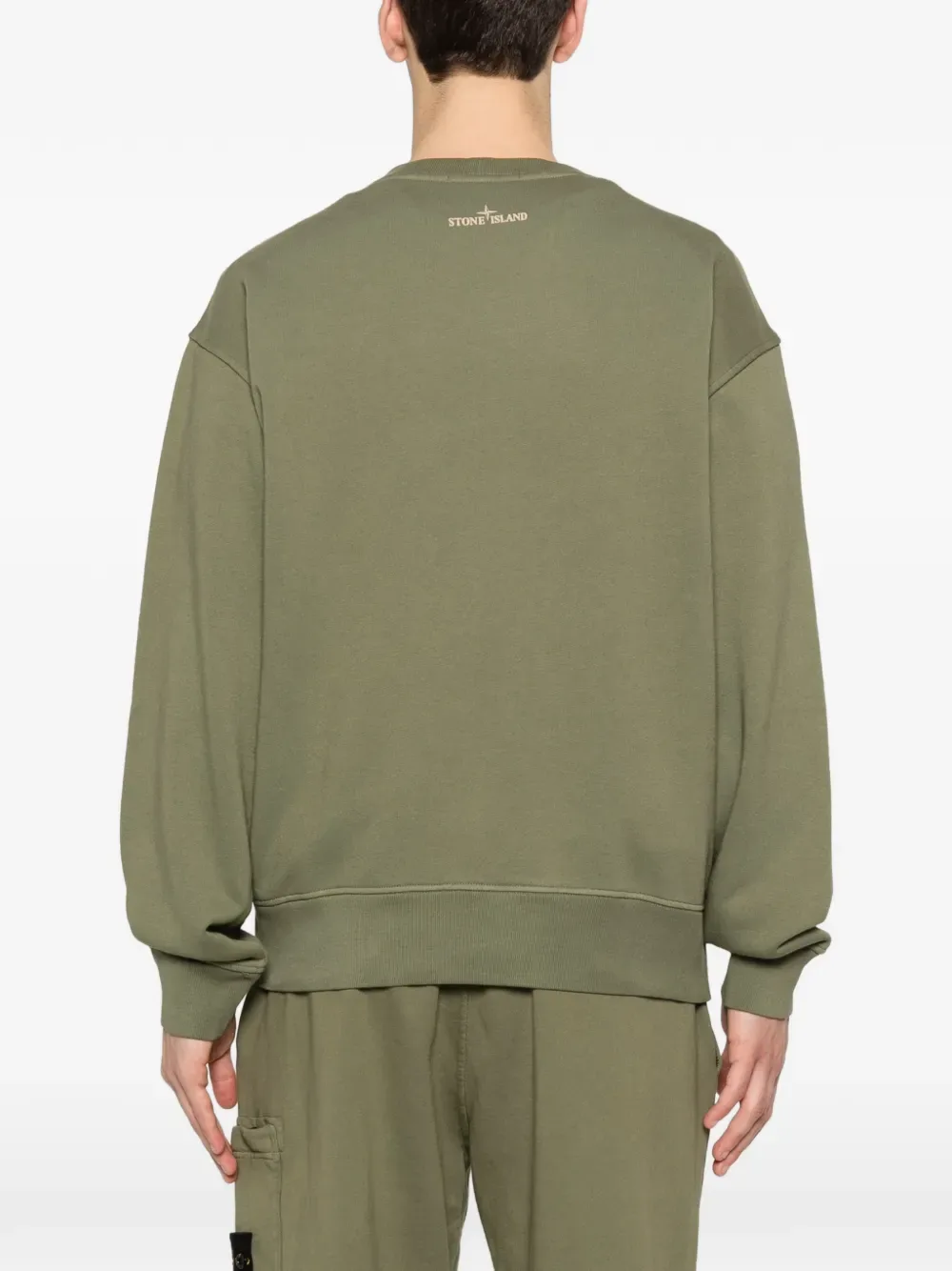 Свитшот с вышитым текстом Stone Island, зеленый — фото 4