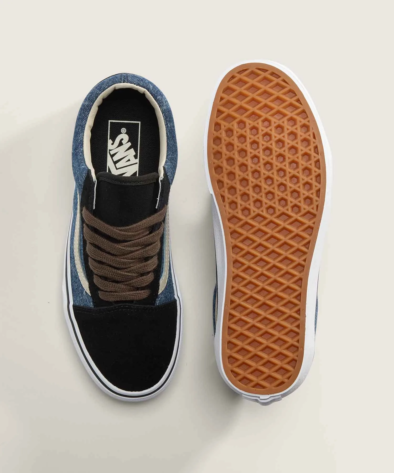 Унисекс кеды из натуральной кожи Old Skool VANS тёмно-синие — фото 3