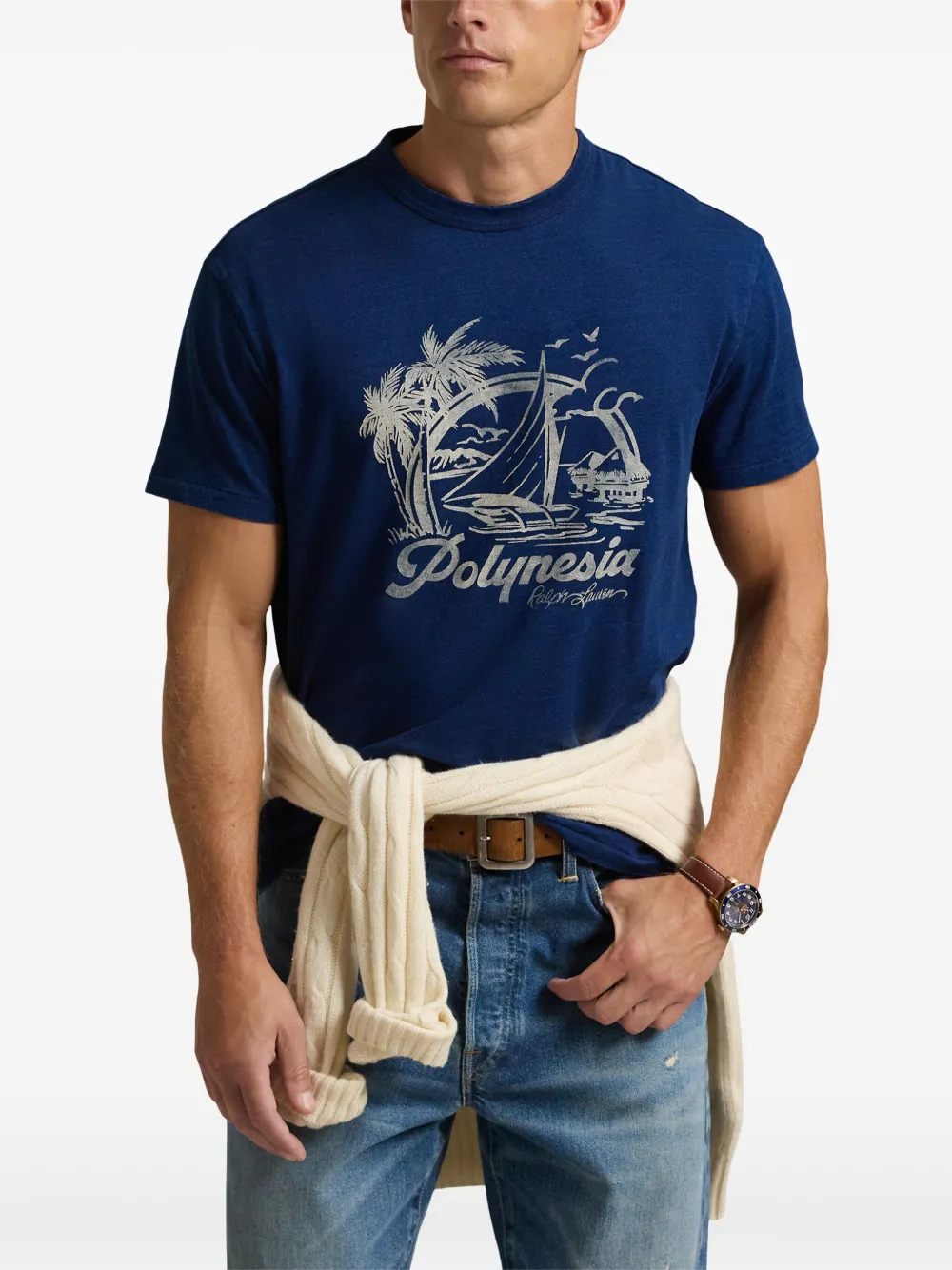Футболка с графичным принтом POLO RALPH LAUREN, синий — фото 3