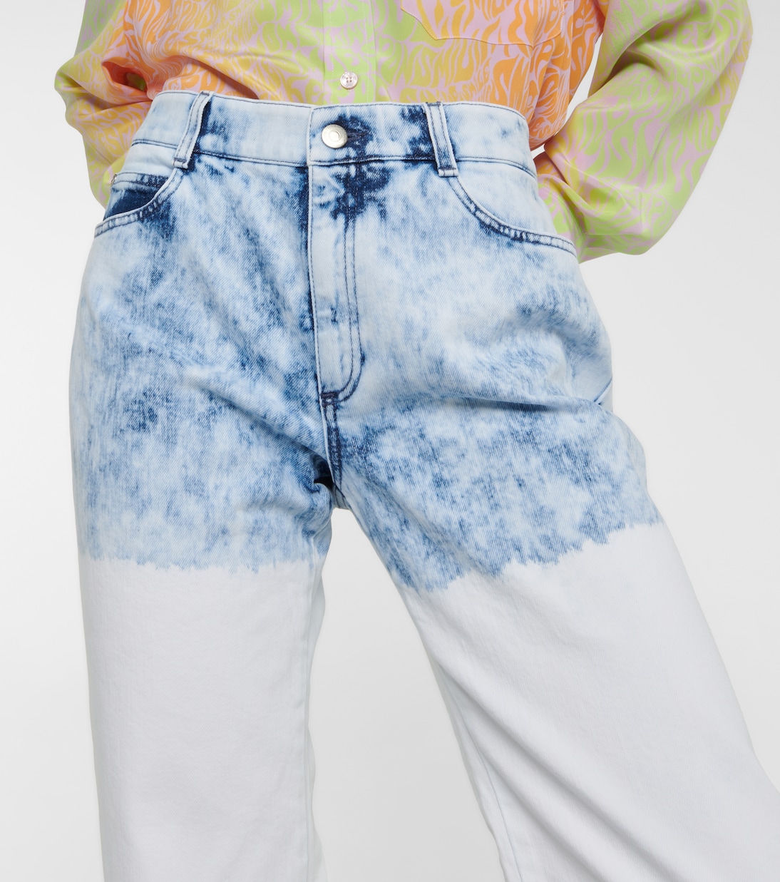 Джинсы бойфренды с высокой талией Stella McCartney, Light Wash Blue — фото 4