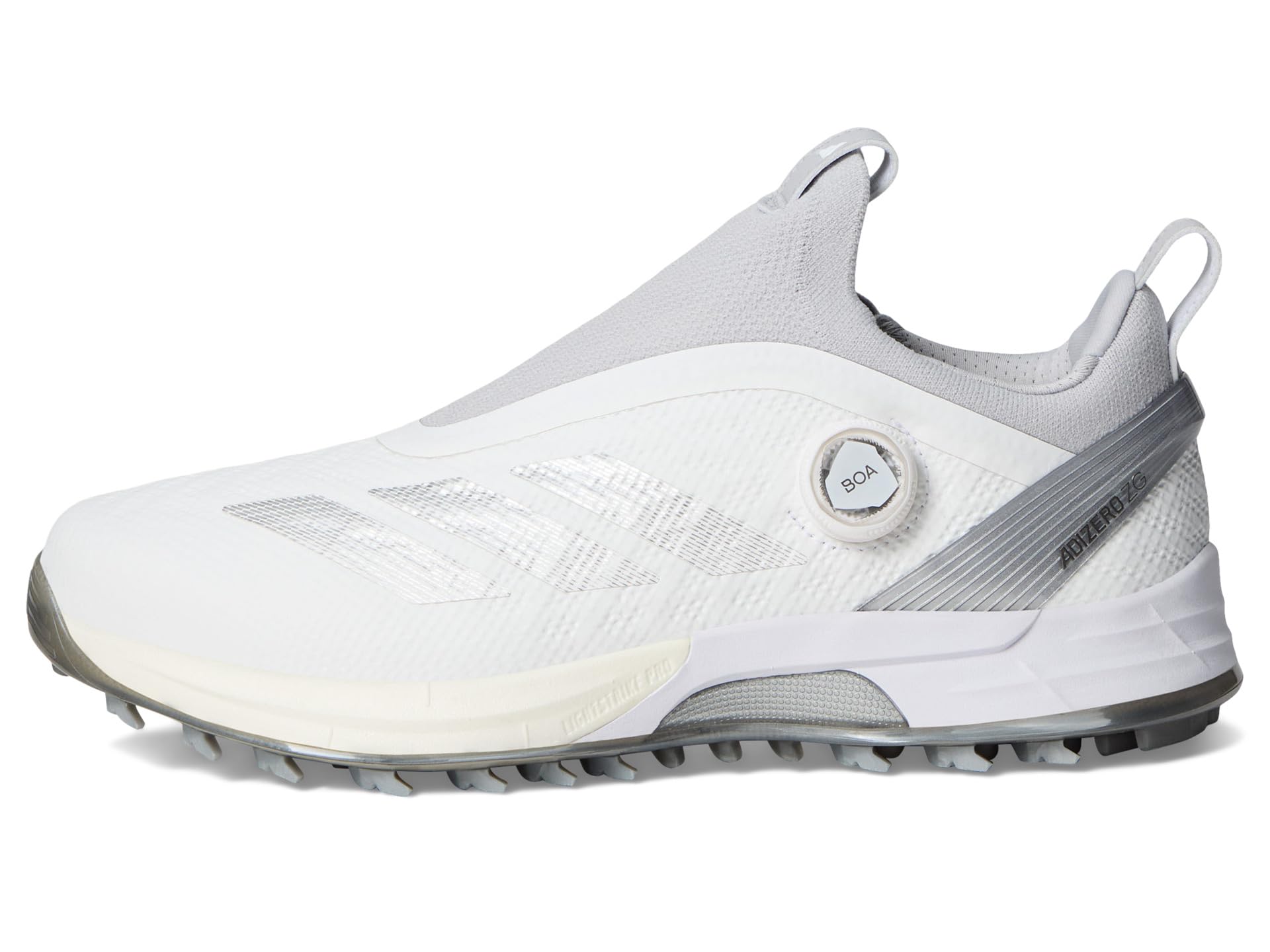 Туфли adidas Golf Adizero ZG BOA Spikeless Golf Shoes, цвет Footwear White/Silver Metallic/Light Solid Grey — фото 4