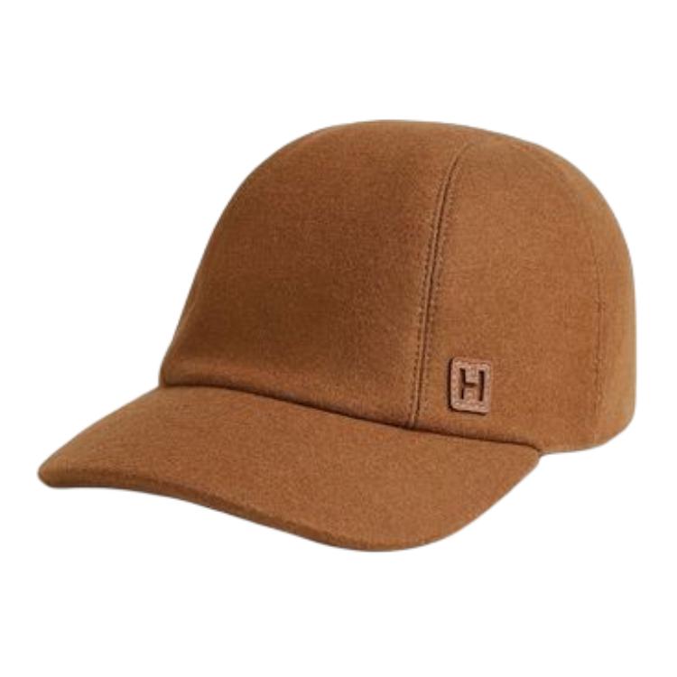 

HERMES Хлопок, шерсть, трикотаж, телячья кожа, палладиевое покрытие бейсболки men's brown