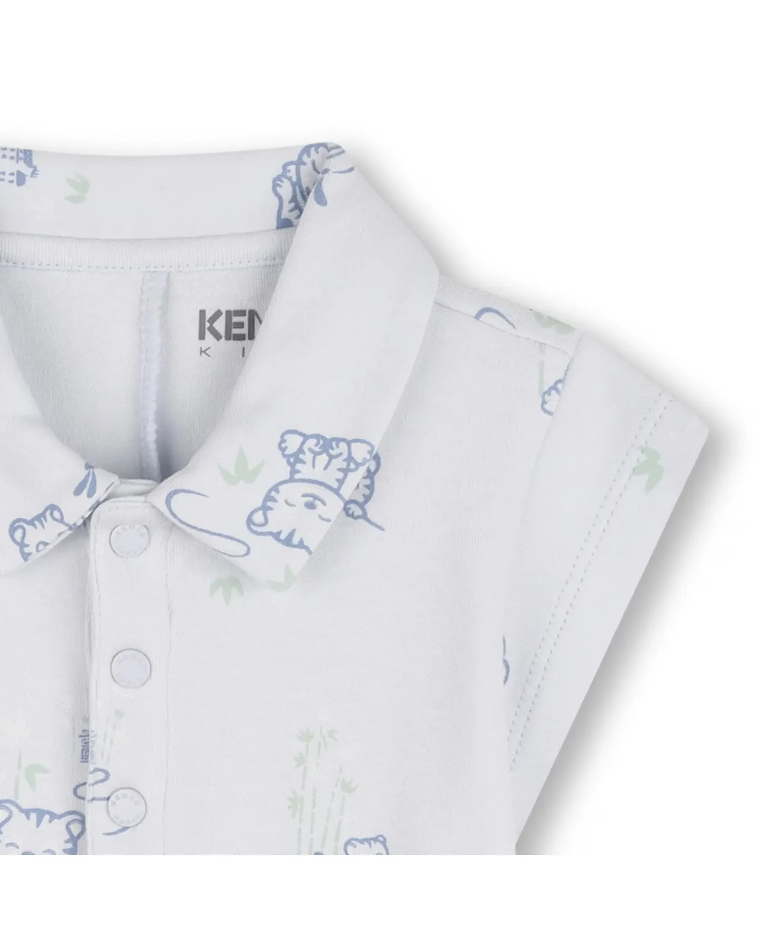 Ползунок для мальчика с короткими рукавами и большим принтом из хлопка Kenzo Kids, Natural — фото 2