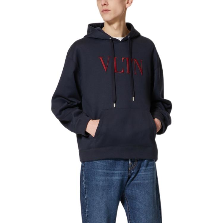 Футболка с вышитым логотипом Vltn и шнурком Valentino, Морская синева — фото 4