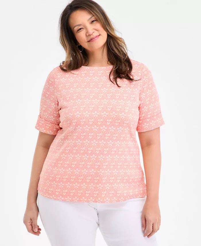 

Женская блузка с принтом, Plus Size Style & Co, розовый