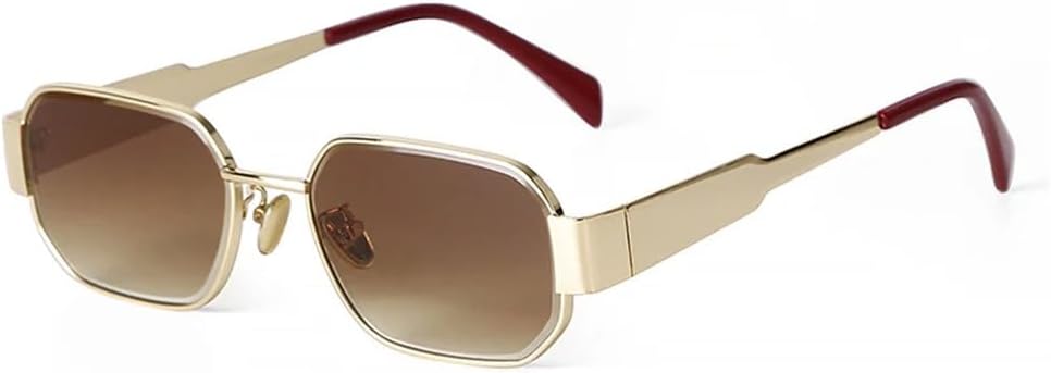 

Ретро золотистые металлические панк-солнцезащитные очки для женщин и мужчин, классические прямоугольные солнцезащитные очки с зелеными линзами, защита от ультрафиолета UV400 MTZJH, C5