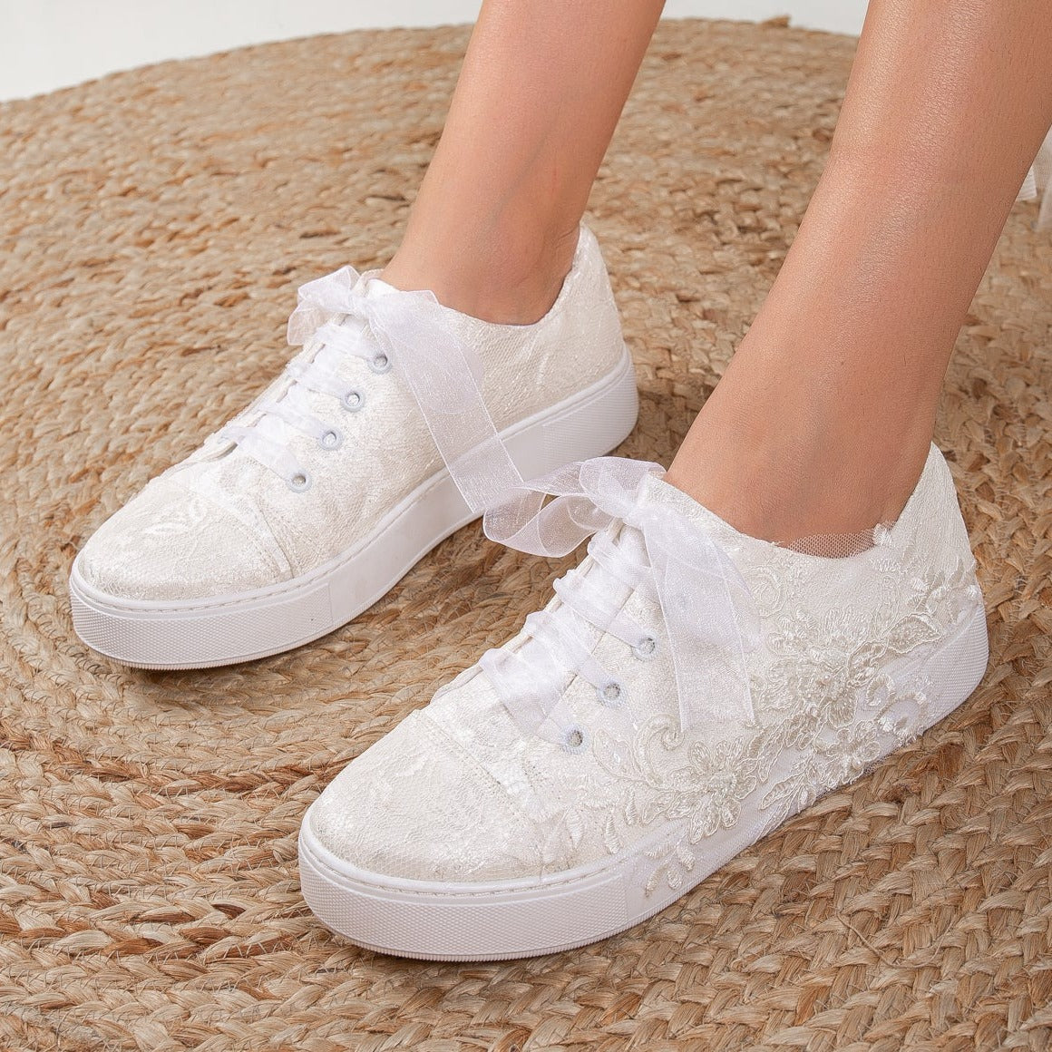 Кружевные свадебные кроссовки Elise Forever & Always Shoes, слоновая кость — фото 3
