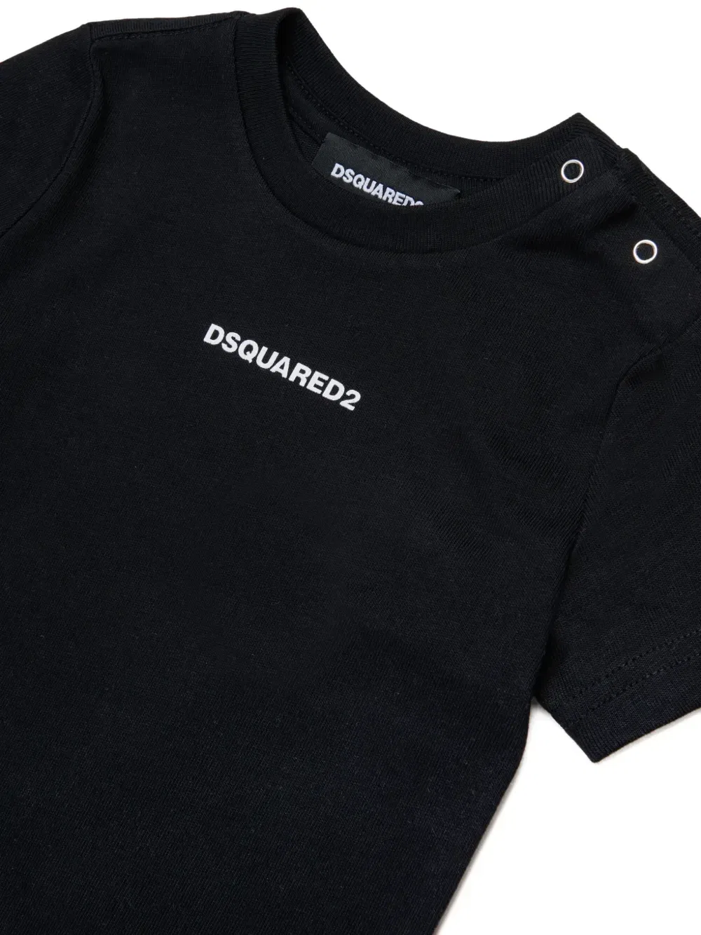 Футболка с логотипом и пуговицами на плече DSQUARED2 KIDS, черный — фото 3