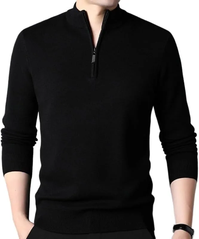 

Толстый вязаный свитер мужской с полувысоким воротником на молнии CGTENBS
