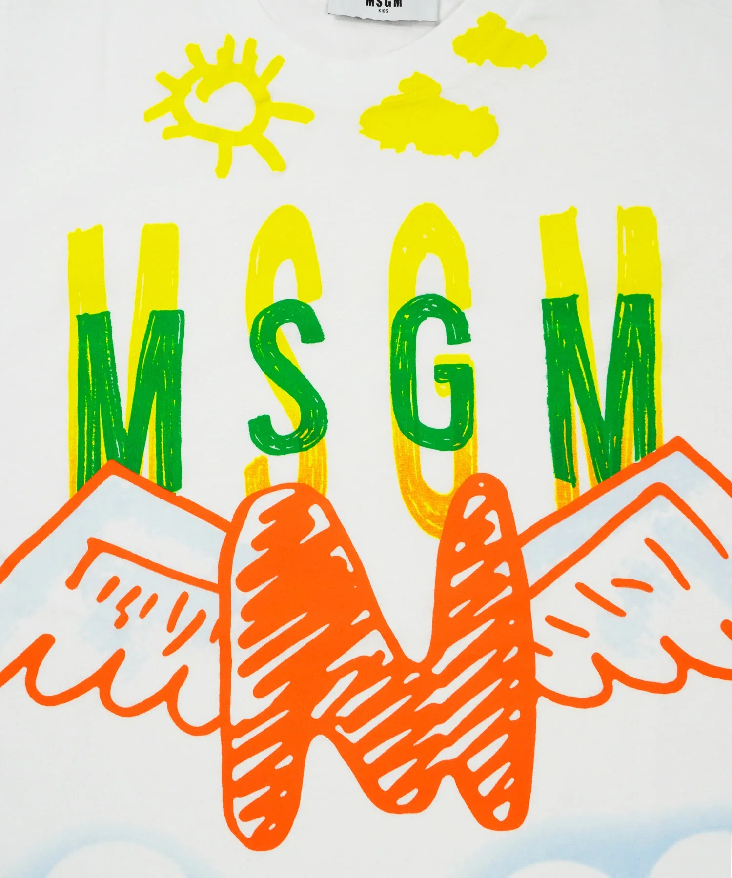 Детская футболка MSGM KIDS с принтом ангела и графикой, белая — фото 3