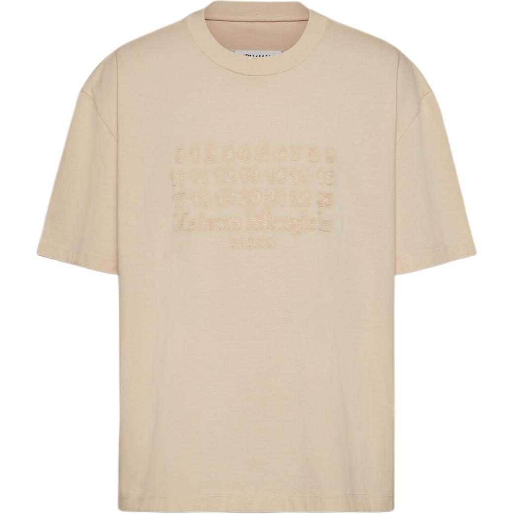 

Футболка с вышитым логотипом Maison Margiela, бежевая