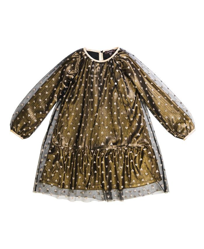 

Черная плиссированная сетка и металлическое платье IMOGA Collection, мультиколор
