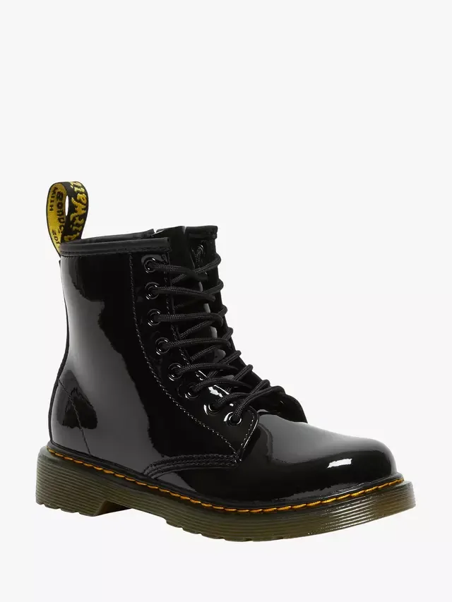 Детские лакированные ботинки на шнуровке 1460, черные Dr. Martens — фото 2