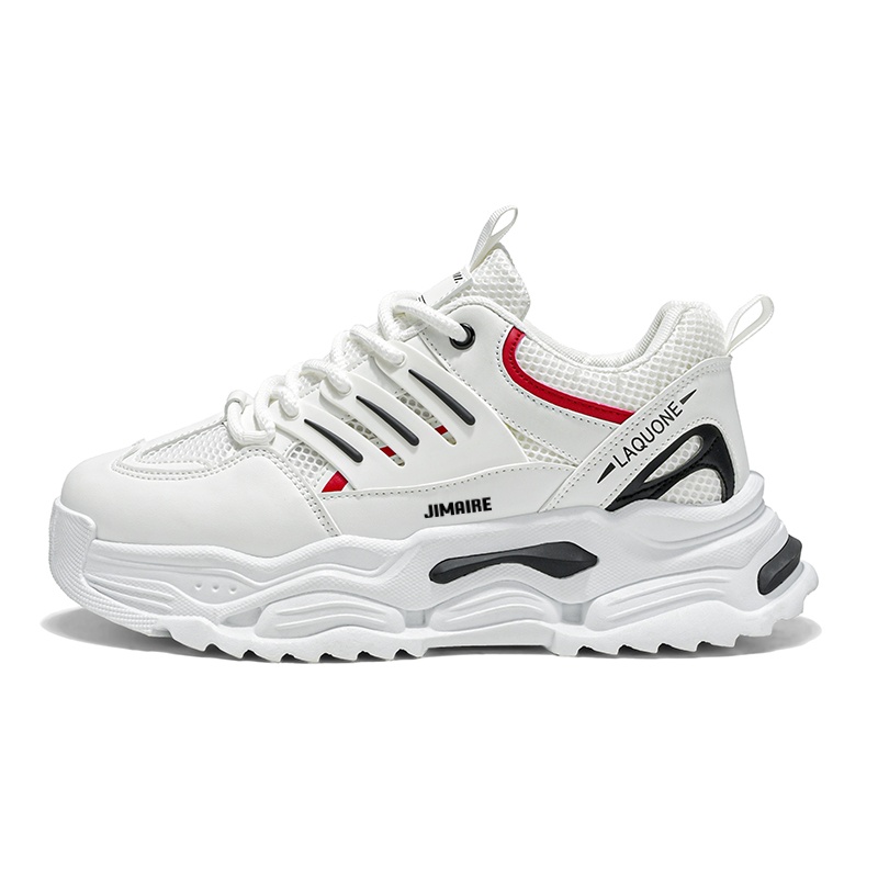 

King Jinmai Скользоустойчивые дышащие массивные низкие кроссовки мужские бело-черные, цвет White Black