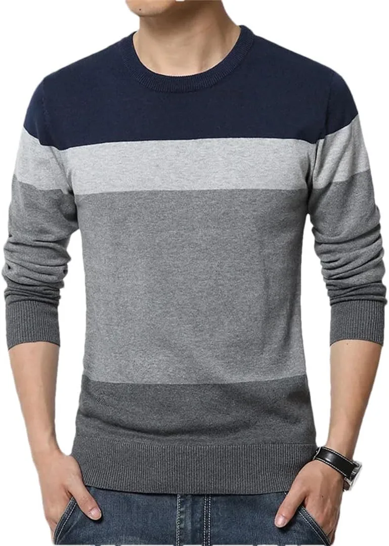 

Мужской свитер O-Neck в полоску Slim Fit