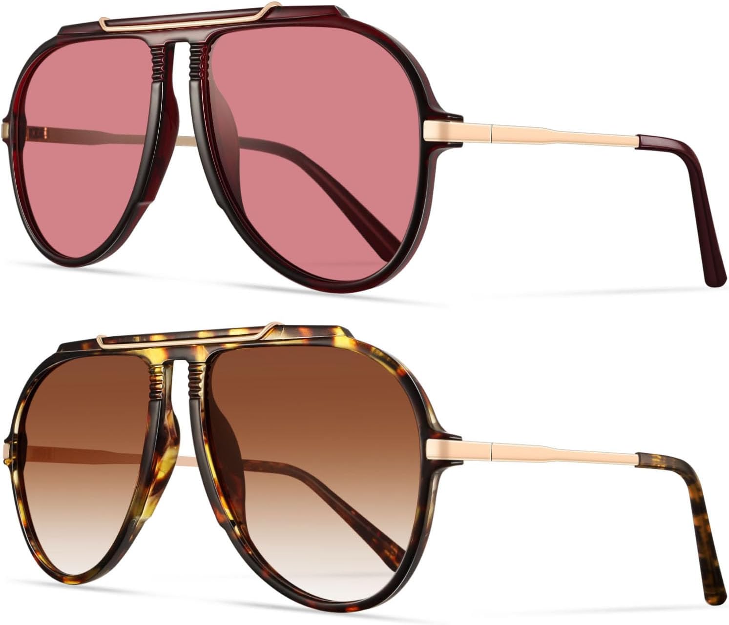 

Солнцезащитные очки-авиаторы YDAOWKN для женщин и мужчин, в стиле ретро 70-х, золотистый металлик, плоская верхняя часть, Tortoise Frame - Gradient Brown Lens + Wine Red Frame - Wine Red Lens